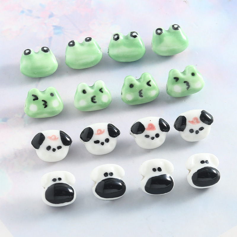 かわいい子供のような子犬カエルセラミックビーズ水平穴 diy ブレスレットビーズ動物ルースビーズブレスレットアクセサリー小さな部品|undefined
