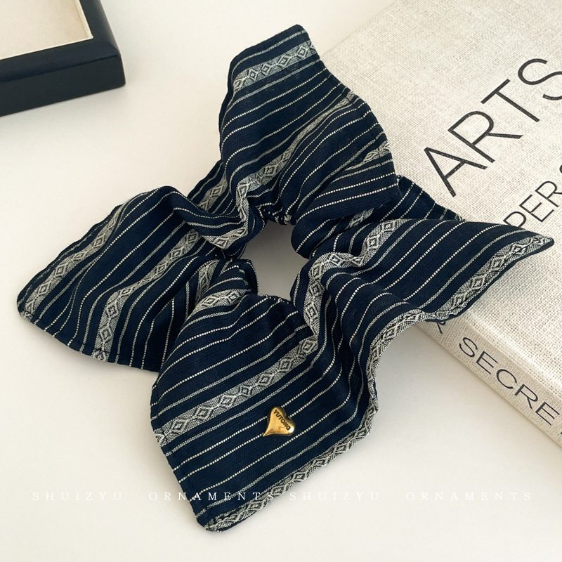 Francés punto de onda gris negro arco de bolas de cabello de bolas de cabello de alta elasticidad correa de cabello joyas de cabello