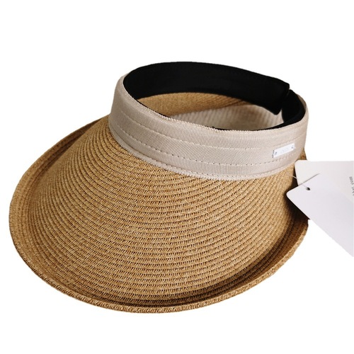New Japanese style Sun Li same style spring and summer large brim straw empty top hat women's beach sunshade UV sun protection straw hat