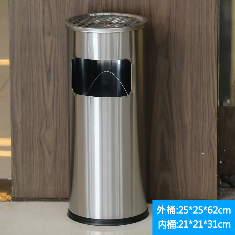 Comercial grande de acero inoxidable clasificación basura con Cenicero gran capacidad al aire libre Hotel vertical al aire libre extintor cubo