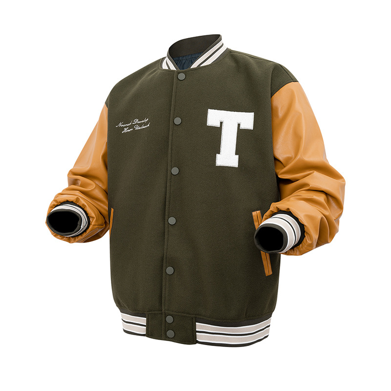 Hombres de béisbol para hombres y mujeres pueden usar chaquetas de estilo europeo y americano sueltas, chaquetas de tendencia de costilla de cuero pu, chaquetas superiores