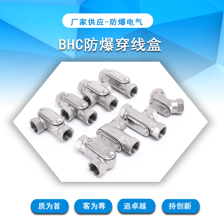 防爆穿线盒304/316不锈钢M螺纹三通直通过线盒CT6弯头CT6认证防护