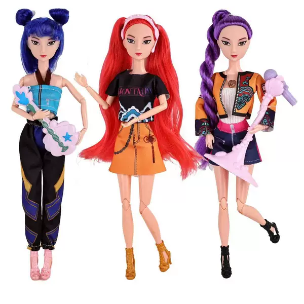 Music Theme Song with Instrument Accessories 11.5inch Solid K-Pop Hunter Girls Group 11 Joint Toy Doll