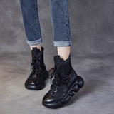 以一 Летние дышащие короткие сапоги на платформе для отдыха, кожаные ботинки, воловья кожа