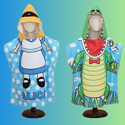 Microfiber Children's Bath Towel Cape Absorbs Water, Soft and Portable Travel Outer Wear Hooded Children's Beach Towel Wholesale