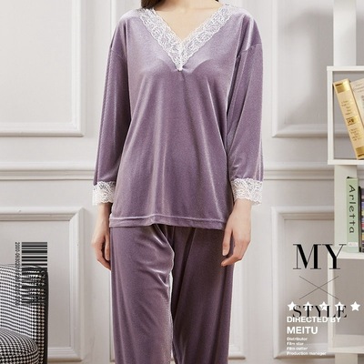 Ms. pajamas 2022 Autumn and winter new pattern Jinsirong Autumn and winter Long sleeve Exorcism Large Simplicity Home Furnishings