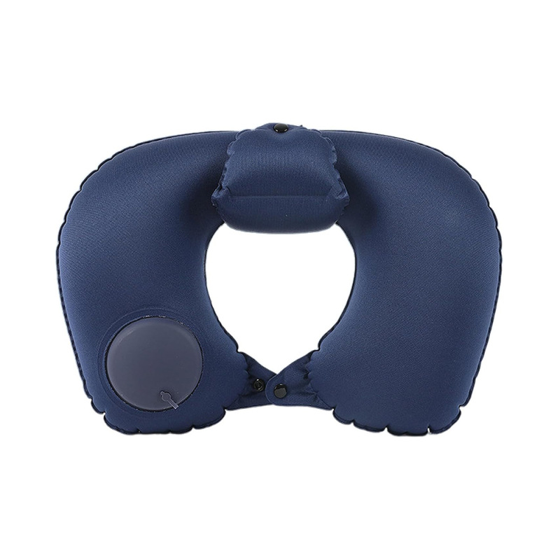 U-shaped back high [flocking] press inflatable pillow-navy blue