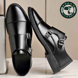 新款真皮牛皮大码皮鞋软底软面男款百搭男懒人金属一脚蹬皮鞋男鞋