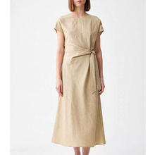 【榭*定单】高端中长裙女2025夏新品薄款气质亚麻混彷品质连衣裙