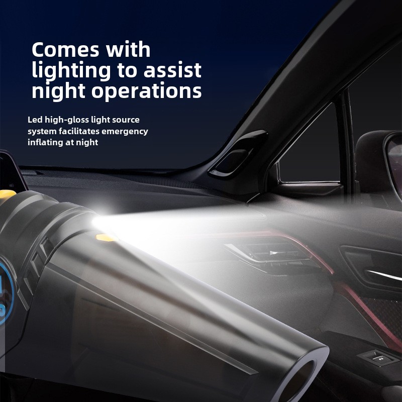 Přenosný bezdrátový vysavač do auta, ruční nabíjení, digitální displej, domácí pumpa na huštění pneumatik čtyři v jednom_voghion.com