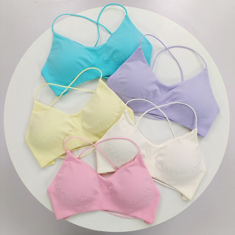 Yoga Vest for Women, Small Size, Sports Bra, Sexy Cross-Back Lingerie, Fitness Top with Thin Straps, Bra