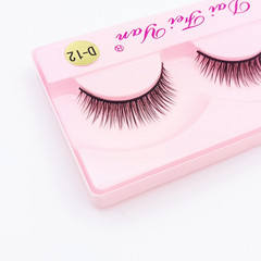 Dai Fei Yan 012 Short Fashion False Eyelashes Natural Root-by-Root Slim Long Crossing Soft Simulated Eyelashes, 10 Pairs