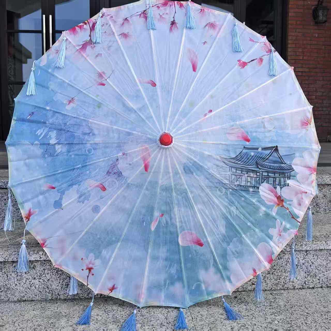 거울 꽃 물 달 하늘색 술