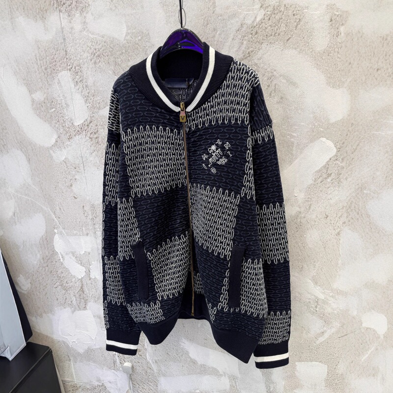 Ceiling Duzia 25Fw Autumn/Winter New Checkerboard Knit Baseball Cardigan Unisex Loose Sweater Casual Jacket Ceiling Duzia 25Fw Autumn/Winter New Checkerboard Knit Baseball Cardigan Unisex Loose Sweater Casual Jacket