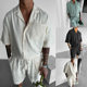 2024 Summer Casual Lasel Pocket Design Loose Short-sleeved Shirt Half Shorts Men's Two-piece suit