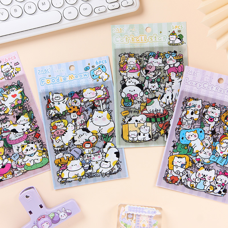 Pequeño teatro transparente pegatinas de mascotas impermeables DIY pegatinas de diario pegatinas de libro de mano adorable gato pegatinas de libro de mano animal