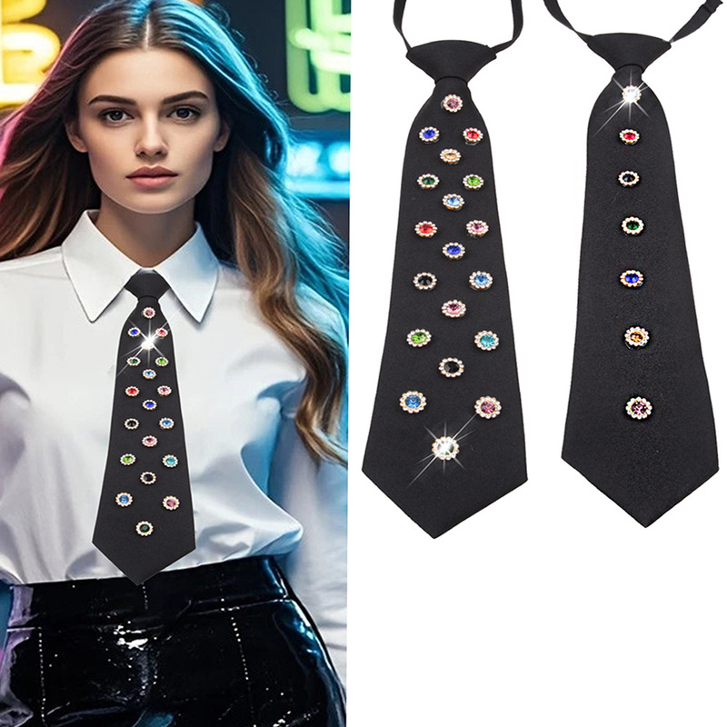 Fashion Women's Handmade Double-Layer Floral Rhinestone Flower-Shaped Adjustable Tie Suitable for Runway and Party Wholesale