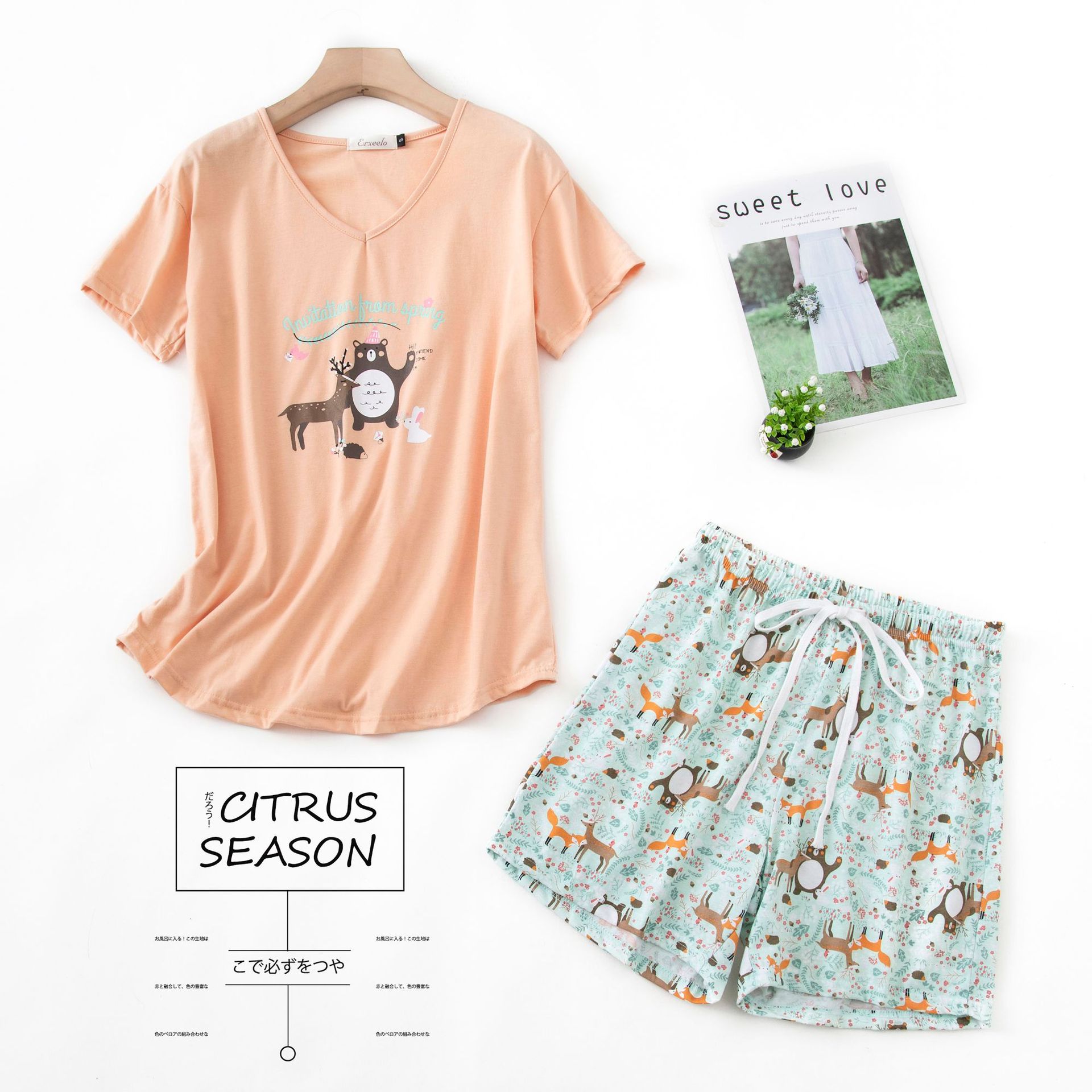 橘-绿动物-短裤套