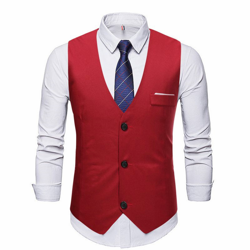 Primavera y otoño estilo coreano moda slim fit traje chaleco hombres traje británico chaleco casual chaleco profesional mejor hombre novio