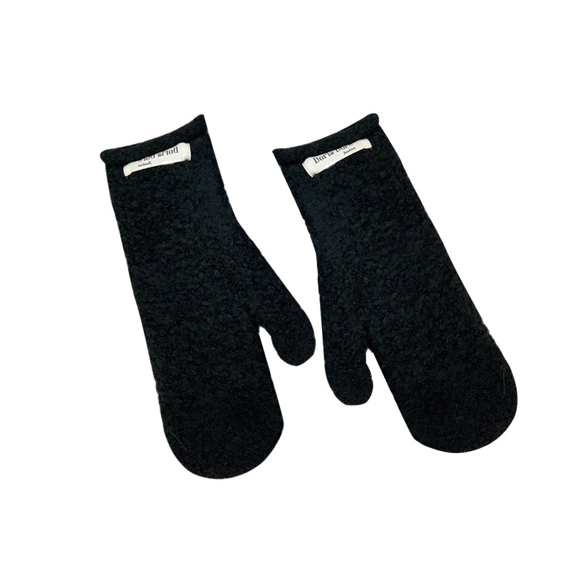 Guantes de dedo de invierno nuevos guantes de peluche cálidos de color sólido personales cómodos de impresión de tejido gruesos