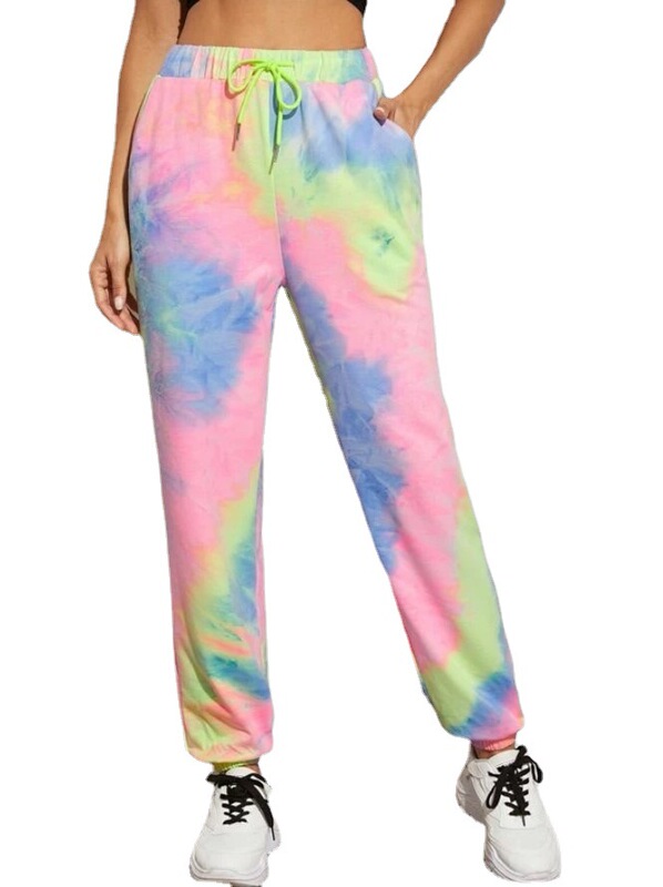 Amazon 2020 cross-border e-commerce drawstring waist Slant pocket tie-dyed jogging pants a large number of in stock