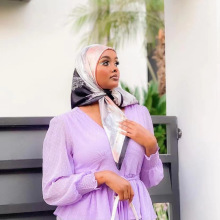 90cm印花法式风缎面丝巾色丁围巾领巾 scarf 欧美亚马逊批发