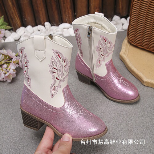 Children's Winter Princess Girl Boots, Insulated and Felted, Western Style New Long Boots with Embroidery
