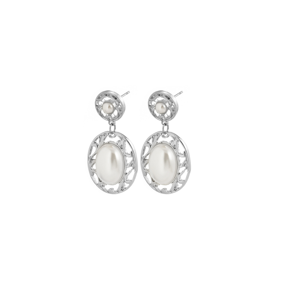 Boucles D&#39;oreilles Baroques Disques Creux Incrustés De Perles Boucles D&#39;oreilles Rétro display picture 4