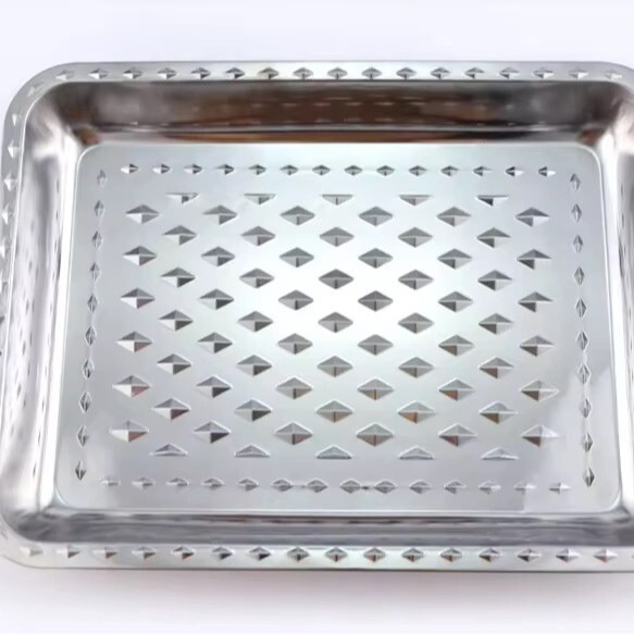 Cross-border stainless steel square tray export to Africa, diamond tray set, Middle Eastern craft tray, fruit and food storage tray