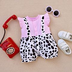Cross-border 2021 new short-sleeved rompers, boxer-angle fake two-piece suspenders, short-sleeved, small flying sleeves, baby jumpsuit