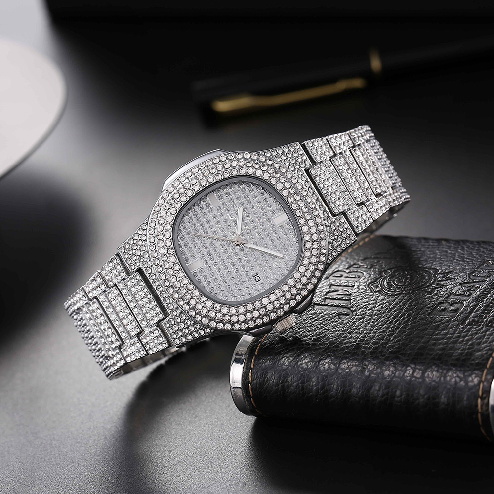 New women's diamond round pointer quartz watch suit women's full Diamond Bowl Watch (without box)_voghion.com