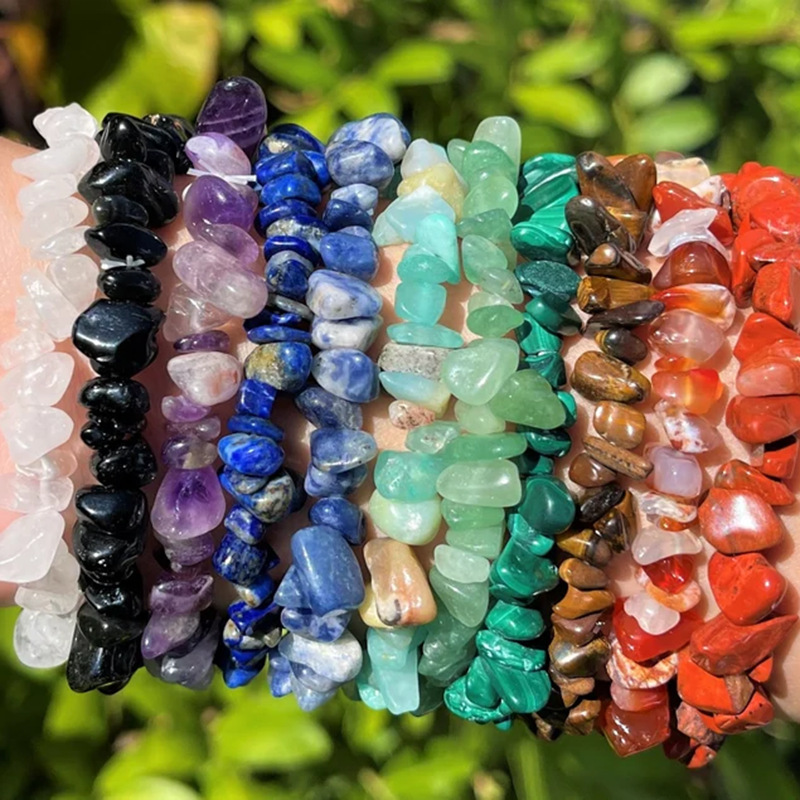 Natural Gravel Stone Bracelet European and American Cross-Border Fashion Crystal Agate Jade Irregular Stone Handmade Beaded Jewelry Natural Gravel Stone Bracelet European and American Cross-Border Fashion Crystal Agate Jade Irregular Stone Handmade Beaded Jewelry