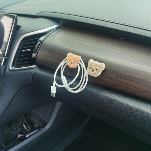 Korean version ins style bear head multifunctional car hook car front passenger storage decorative small sticky hook