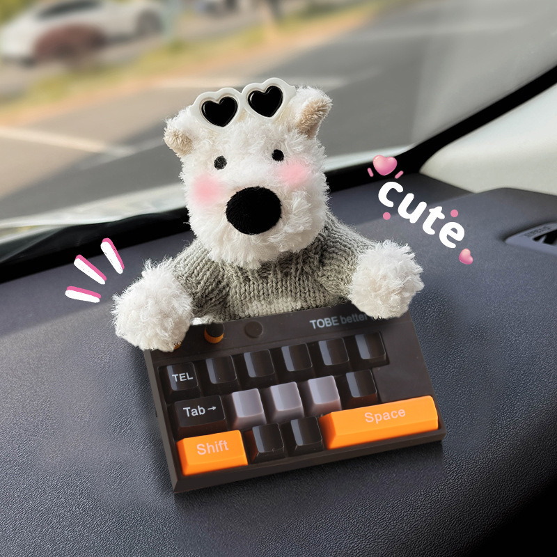 Tarjeta de estacionamiento temporal del automóvil lindo West Highland Puppy Keyboard Teléfono del automóvil Número de matrícula Decoración del automóvil Mover el automóvil
