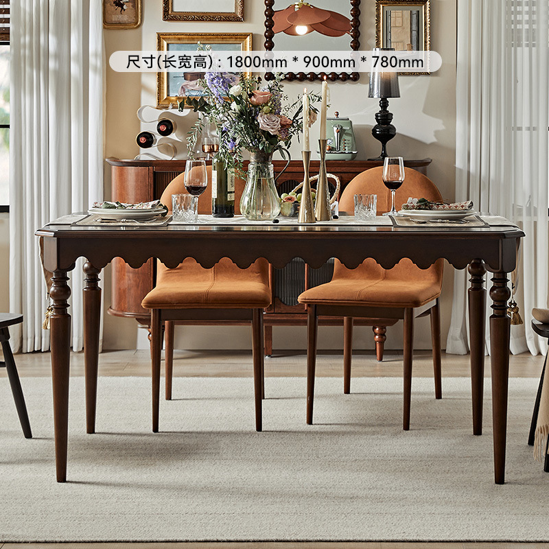 Nuevo estilo retrógrado francés y americano de lujo ligero mesa de comedor doble uso mesa de comedor de madera sólida mesa de comedor silla