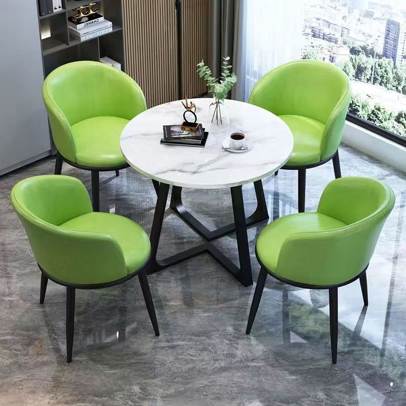Reception Small Round Table, Light Luxury Italian Modern Minimalist Small Apartment Dining Table and Chair Set for Sales Office, Home Leisure, and Meetings
