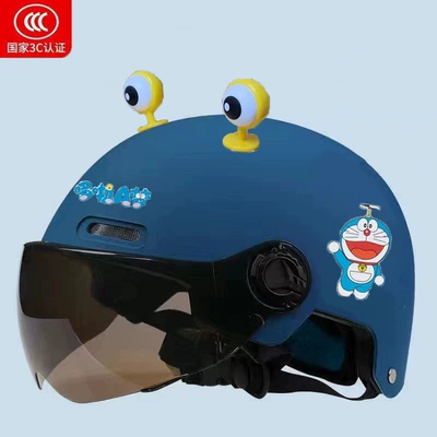 for boys and girls, with sun protection for, Motosiklet kaskı (dəbilqə) - 3c-childrens-diy-navy-blue-yellow-eyes-tea-mirror-one-size-fits-all