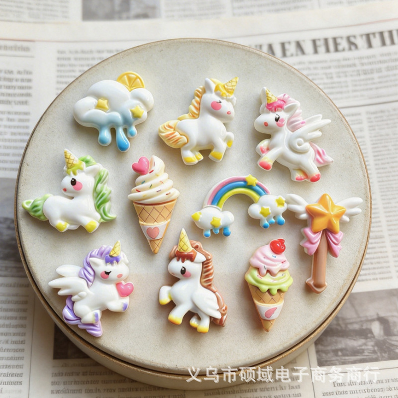 Cartoon Unicorn Cone Cream Resin Accessories DIY Hair Accessories Hair Rope Shoe Buckle Mobile Phone Case Storage Box Patch Cartoon Unicorn Cone Cream Resin Accessories DIY Hair Accessories Hair Rope Shoe Buckle Mobile Phone Case Storage Box Patch
