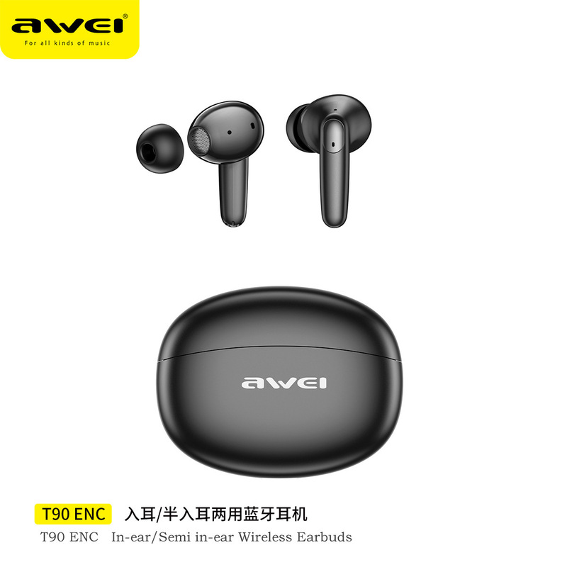 Awei T90 dual-mode wireless bluetooth headset in-ear semi-in-ear switchable active noise reduction high sound quality