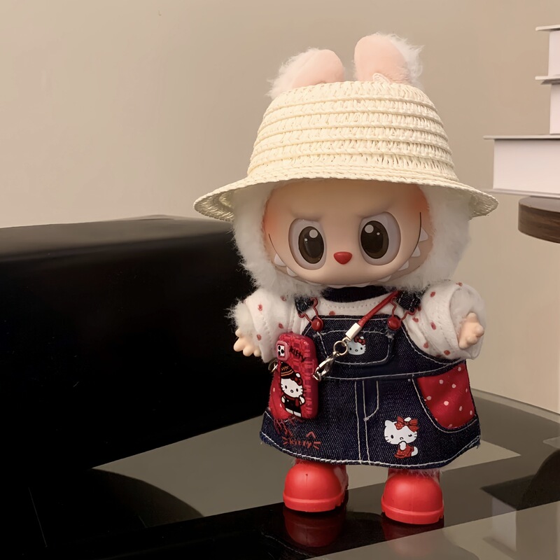 ラブブ labubu ビニール ハローキティ ベビー服 第一世代、第二世代、第三世代 17cm ハローキティ スタンディングオーバーオール|undefined