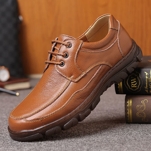 Men's Business Casual Leather Shoes with Cowhide Sole Men's Shoes for Middle-aged and Elderly