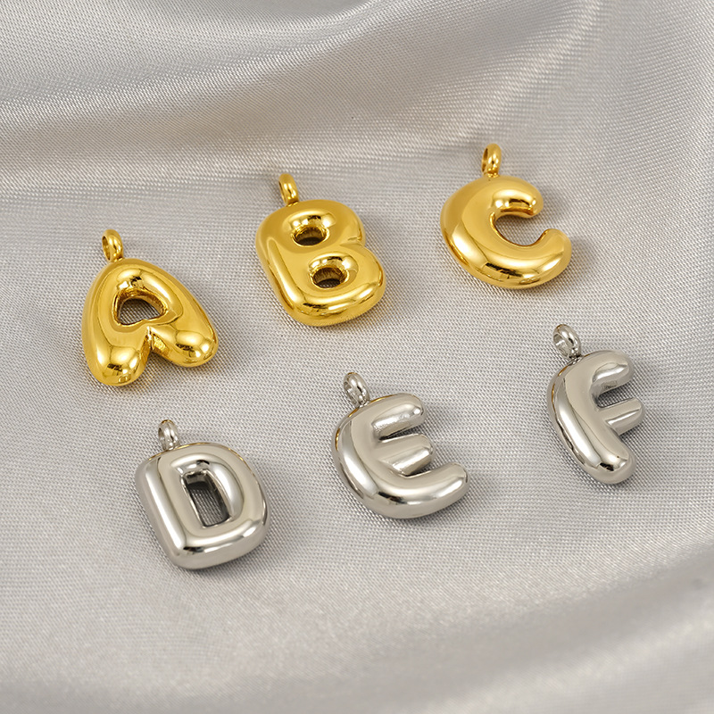8g Weight 1 Piece 304 Stainless Steel Bubble Letter Pendant