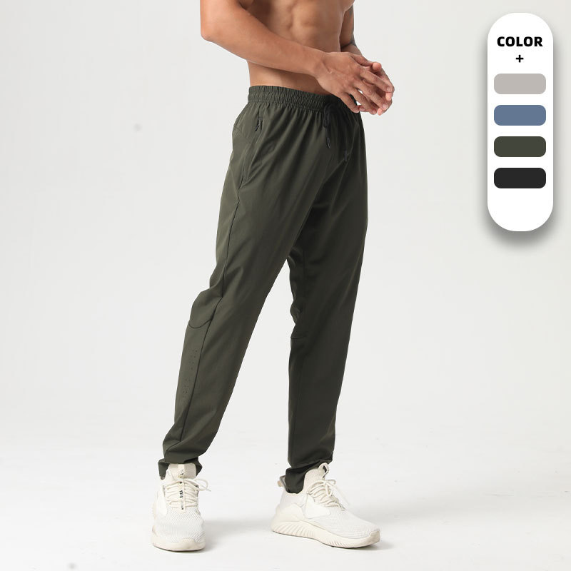 Pantalones de seda de hielo verano Pantalones deportivos delgados de secado rápido para hombres al aire libre adelgazamiento recto correr fitness pantalones largos Casuales