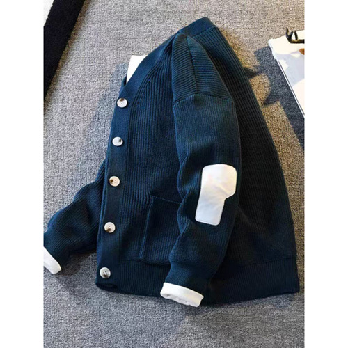 American Retro Cardigan Men's Knitted Jacket Autumn/Winter Loose Casual Versatile Slouchy Knit Shirt for Men