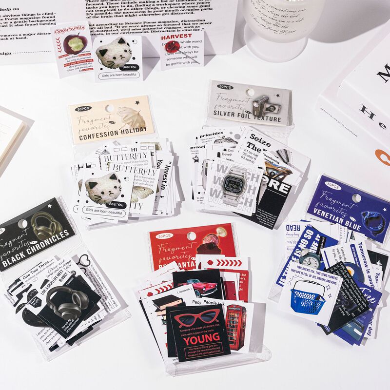 Xinqi New 50 Fragments Favorites Sticker Pack Korean ins Advanced Creative Small Objects Decorative Handbook Stickers