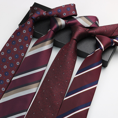 Wedding tie for men, business formal shirt, gentleman's suit, wedding groom, best man, burgundy hand-tied 8cm wide