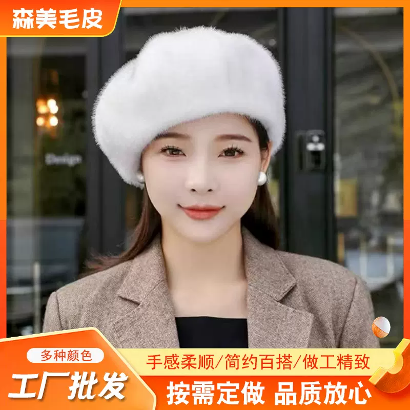大头围贝雷帽女秋冬季显脸小保暖复古风毛绒八角帽时尚韩系画家帽