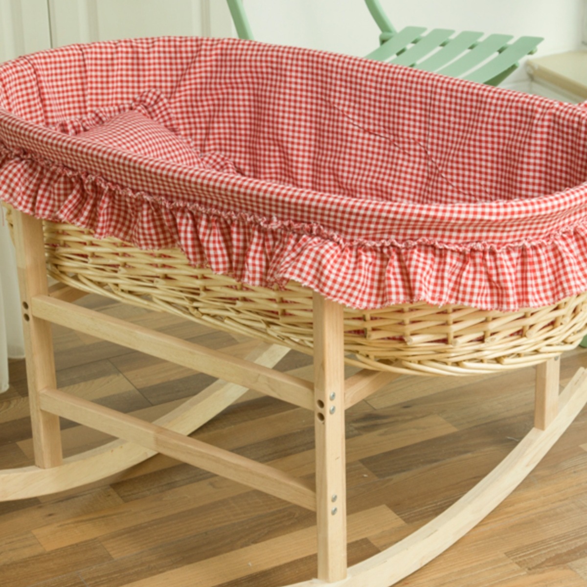 Rattan Newborn Rocking Basket Hanging Basket Car Portable Baby Bed Coaxing Baby Solid Wood Cradle Bed Removable Crib