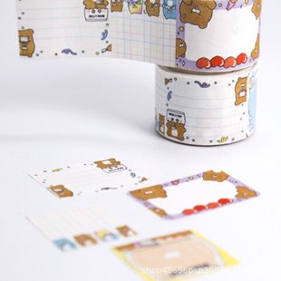 Customized Roll-Type Full-Adhesive Sticky Notes Cartoon Planner Material, Writable Tape-Type Memo Notes, Easy-To-Tear Planner Stickers