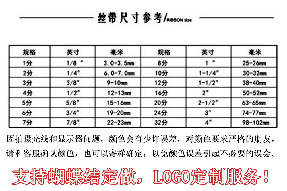 丝带尺寸